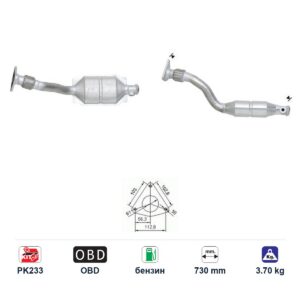 Катализатор за Renault KANGOO/CLIO бензин ЕВРО 3, дължина 730 мм — AS30954
