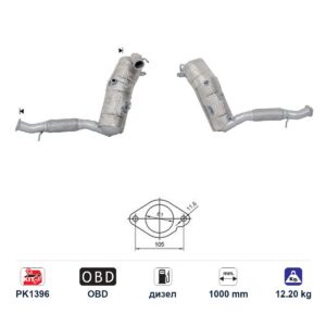 DPF (ДПФ) филтър ASfm5172 за Ford TOURNEO CUSTOM/TRANSIT/TRANSIT CUSTOM, дизел, дължина 1000 мм