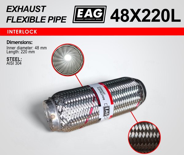 Мека връзка за ауспух Ф48x220, интерлок — 48X220L