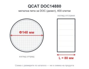 Метална DOC пита Ф148 мм, дължина 80 мм, 400 клетки — QCAT DOC14880